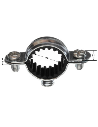 Collier de fixation isophonique simple M7X150 Diamètre 24 Acier zingué