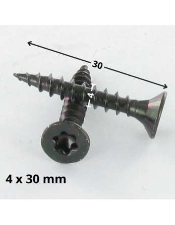VBA Vis bois agglo Tête fraisée TORX T20 4X30 Acier zingué noir