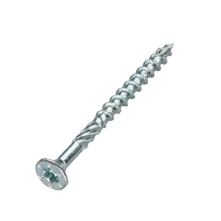 1 x Vis charpente TEKOR Tête fraisée Cranté TORX T40 8X80 Filetée sur 50 Pointe antifendage type 17 Acier zingué