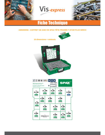 Assortiment de 2446 Spax Tête fraisée T+STAR+ WIROX