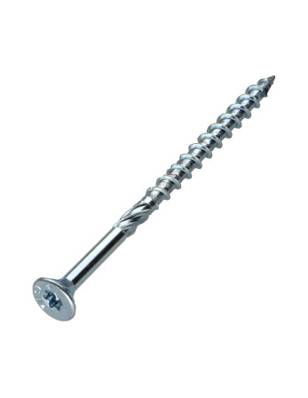Vis charpente TEKOR Tête fraisée Cranté TORX T30 6X100 Filetée sur 60 Pointe antifendage type 17 Acier zingué