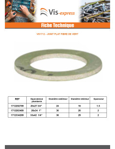 Joint plat fibre de vert 26x34 (1") X2 2