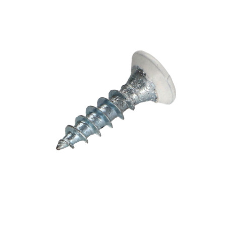 1 x VBA Vis bois agglo Tête fraisée Pozi N°2 4X25 Filetage total Acier zingué Laqué blanc RAL9010 blanc pur