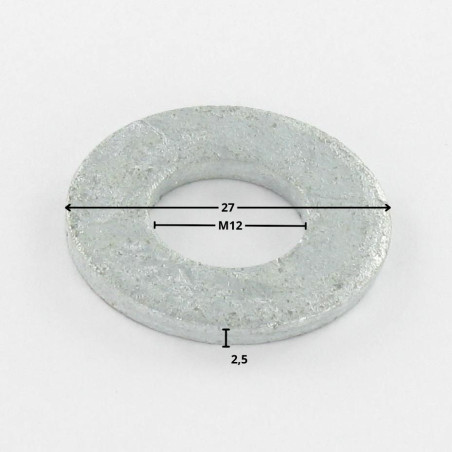 1 x Rondelle Plate M12X27X2.5 M Forte tenue à la corrosion Acier galvanisé à chaud