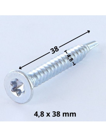 Vis autoperceuse Tête fraisée TORX T25 4.8X38 Acier zingué