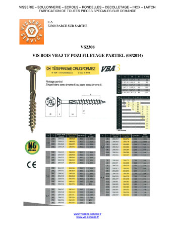 VBA3 Tête fraisée Pozi 6X160 Filetage partiel Bichromaté