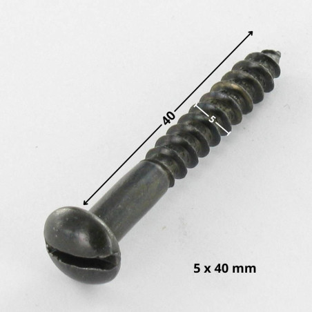 1 x Vis bois Tête ronde TR Fendue 5X40 Acier zingué noir
