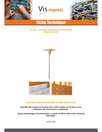 Cheville et Vis Fischer ISOLANT 6H-NT 6X300
