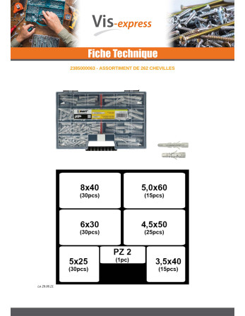Assortiment de 262 Cheville UNIVERSELLES