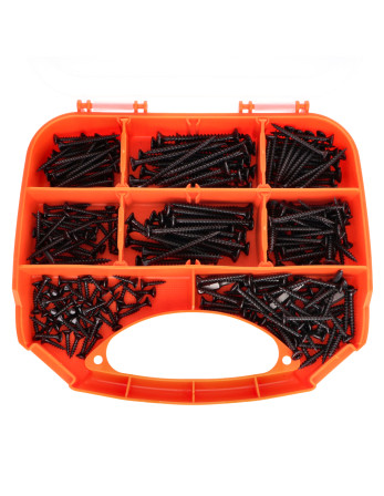 Assortiment de 280 VBA Vis bois agglo Tête fraisée TORX Acier zingué noir Embout