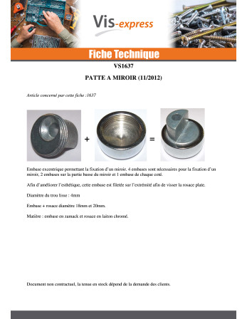 Patte à Miroir Laiton chrome 20