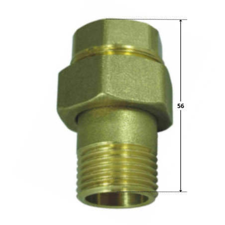 1 x Raccord union droit spheroconique 20x27 (3/4") Mâle/Femelle Laiton Figure 341