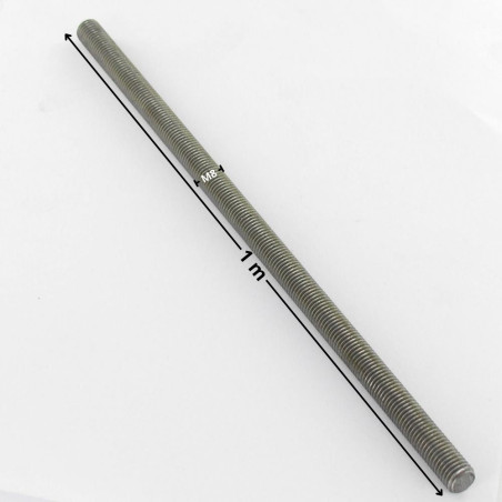1 x Tige filetée M8 Longueur 1 mètre Classe 4.8 Acier brut