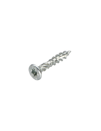 Vis charpente TEKOR Tête fraisée Cranté TORX T20 4X25 Filetée sur 15 Pointe antifendage type 17 Acier zingué