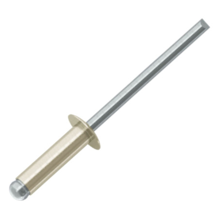 1 x Rivet aveugle Aluminium Tige acier 3X12 Epaisseur de serrage 7 à 9 Tête Ronde Standard Blanc