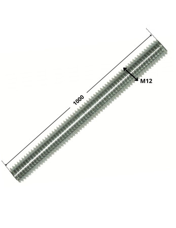 Tige filetée M12 Longueur 1 mètre Classe 4.8 Acier zingué
