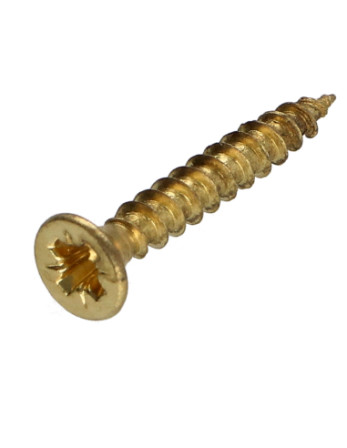 VBA Vis bois agglo Tête fraisée Pozi N°2 3.5X25 Filetage total Acier laitonne