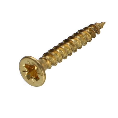 1 x VBA Vis bois agglo Tête fraisée Pozi N°2 3.5X25 Filetage total Acier laitonne