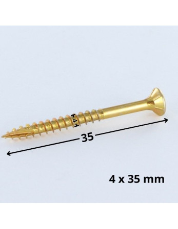 Vis bois TEKOR Tête fraisée Cranté 4X35 Filetage total TORX T20 ZBCR3+ Pointe antifendage type 17