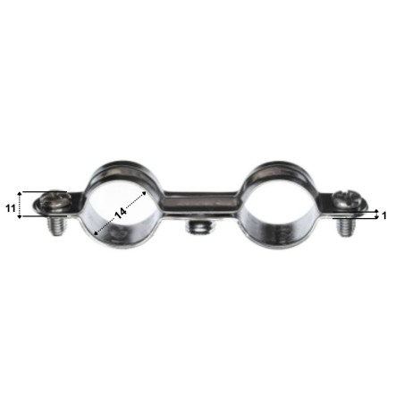 1 x Collier de serrage métallique double M7X150 Diamètre 14 Acier zingué