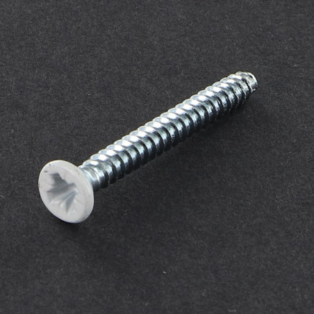 1 x Vis tôle Tête fraisée Pozi 3.5X32 Acier zingué ZG Laqué blanc RAL9016 blanc signalisation Sans pointe