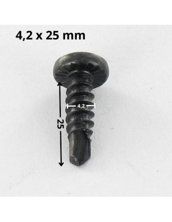 Vis autoperceuse Tête cylindrique bombée TCB Phillips 4.2X25 Filet tôle Acier zingué noir