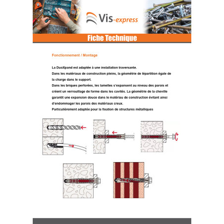 1 x Cheville DUOXPANF Tête hexagonale TH 10X140 Fischer FUS Acier zingué