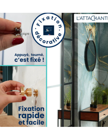 Patère décoratif Aluminium Blanc avec fixation multi-matériaux L'ATTACHANTE