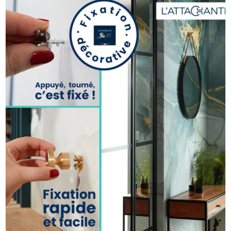 1 x Patère décoratif Aluminium Blanc avec fixation multi-matériaux L'ATTACHANTE
