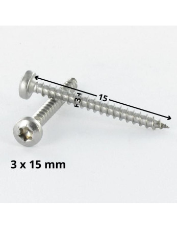 VBA Vis bois agglo Tête ronde TR 3X15 TORX T10 Acier zingué microvis