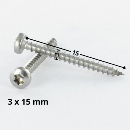 1 x VBA Vis bois agglo Tête ronde TR 3X15 TORX T10 Acier zingué microvis