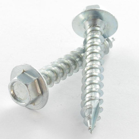 1 x Vis bois TEKOR Tête hexagonale TH Embase collerette 8X50 Acier zingué Pointe antifendage type 17