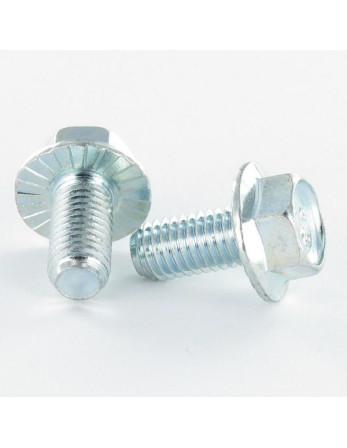 Vis métaux Tête hexagonale TH M10X50 Filetage partiel Embase collerette crantée Classe 8.8 Acier zingué