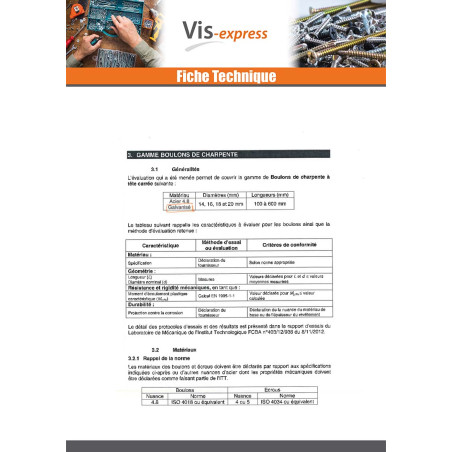 1 x Boulon (vendu avec Ecrou) Charpente M16X400 Tête carrée 27X27X11 Acier zingué