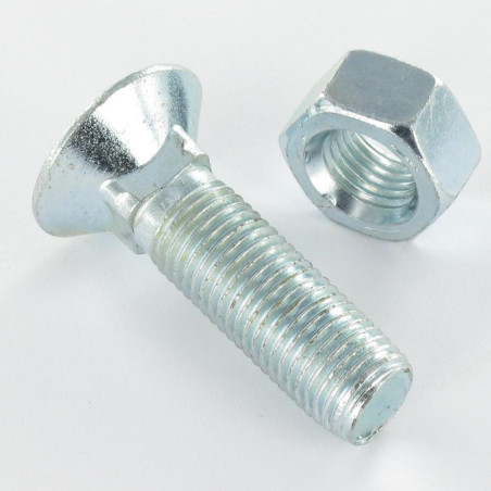 1 x Boulon de charrue TFCC tête fraisée collet carré M12X30 Classe 8.8 Acier zingué