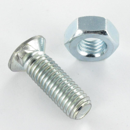 1 x Boulon de charrue Tête fraisée M12X30 2 Ergots Classe 8.8 Acier zingué