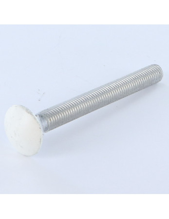 TRCC JAPY tête ronde collet carré M7X40 Pas de 100 Filetage total Aluminium RAL9016 blanc signalisation 80%B