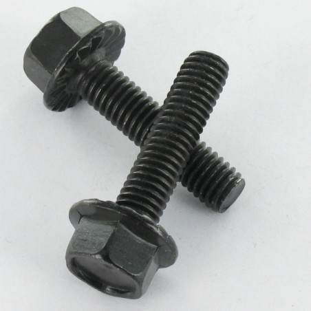 1 x Vis métaux Tête hexagonale TH M6X16 Acier zingué noir Embase collerette crantée