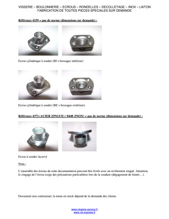 Écrou hexagonale à souder M6 Acier brut