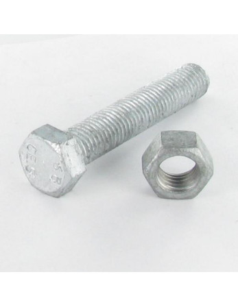 Boulon (vendu avec Ecrou) Tête hexagonale TH M16X660 Filetée sur 150 Classe 6.8 Forte tenue à la corrosion Acier