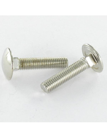 TRCC JAPY tête ronde collet carré M5X25 Filetage total Acier nickelé