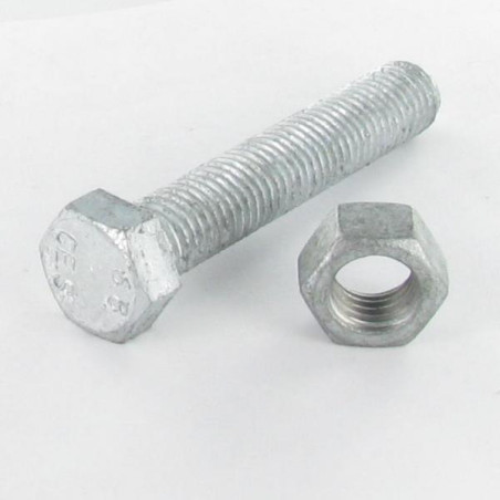 1 x Boulon (vendu avec Ecrou) Tête hexagonale TH M24X300 Filetée sur 150 Classe 6.8 Forte tenue à la corrosion Acier