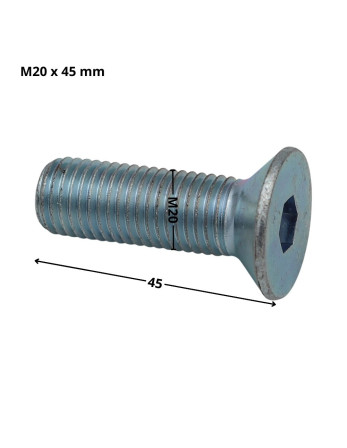 Vis métaux FHC tête fraisée empreinte hexagonale creuse Clé de 12 HC12 M20X45 Filetage total Classe 10.9 Acier