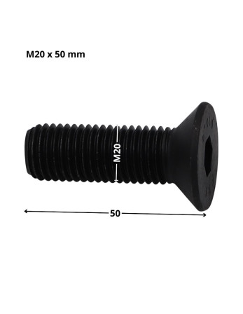 Vis métaux FHC tête fraisée empreinte hexagonale creuse Clé de 12 HC12 M20X50 Filetage total Classe 10.9 Acier