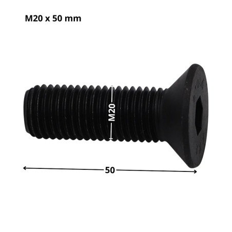 1 x Vis métaux FHC tête fraisée empreinte hexagonale creuse Clé de 12 HC12 M20X50 Filetage total Classe 10.9 Acier