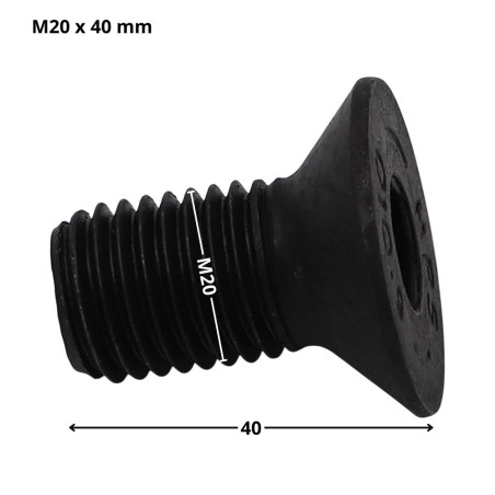 1 x Vis métaux FHC tête fraisée empreinte hexagonale creuse Clé de 12 HC12 M20X40 Filetage total Classe 10.9 Acier
