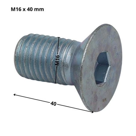 1 x Vis métaux FHC tête fraisée empreinte hexagonale creuse Clé de 10 HC10 M16X40 Filetage total Classe 10.9 Acier