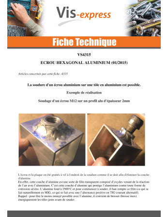 Écrou hexagonale M10 Aluminium
