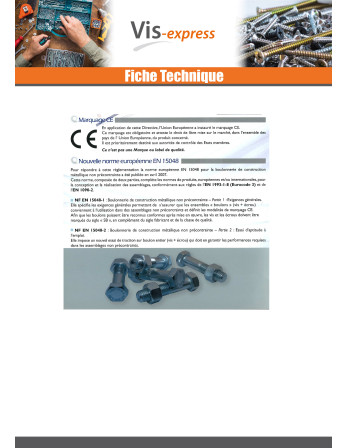 Boulon (vendu avec Ecrou) Tête hexagonale TH M16X140 Classe 8.8 SB Acier zingué