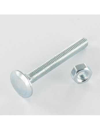 Boulon (vendu avec Ecrou) TRCC JAPY tête ronde collet carré M6X25 Filetage total Acier zingué